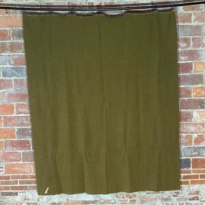Vintage US Army Green Wool Camp Blanket 60” x 80”